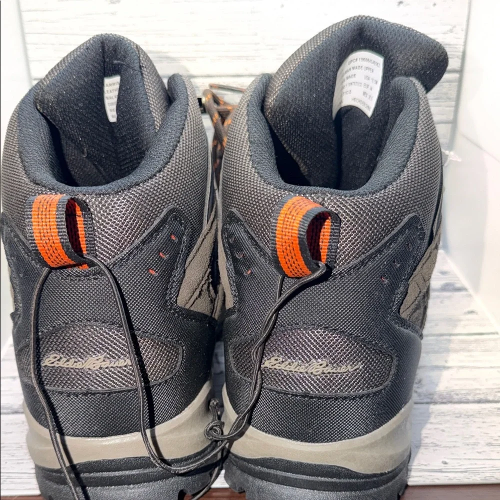 Eddie Bauer Harrison Gray and Orange leather Hiking Boots 10.5 NWT - Picture 4 of 10